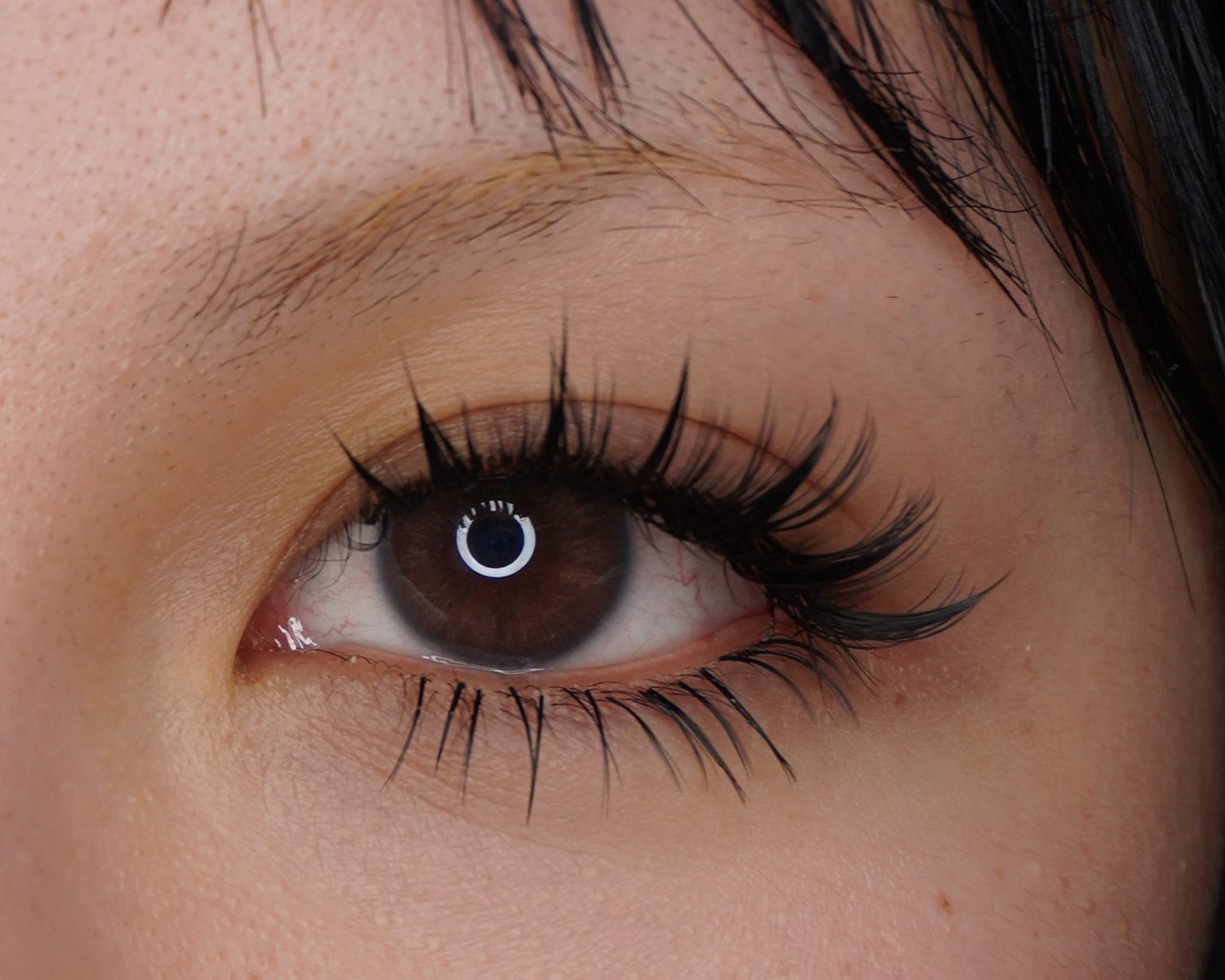 The finished anime lash set on the same eye